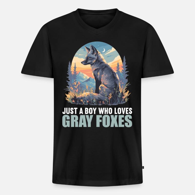 Graufüchse Graufuchs - Männer Premium Bio T-Shirt mit V-Ausschnitt - Schwarz