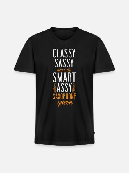 Saxophone Classy Sassy And A Bit - Men's Premium Organic T-shirt with V-neck - black