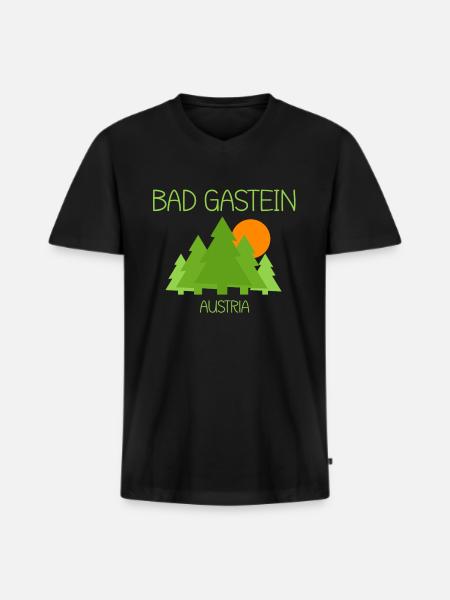 Bad Gastein - Männer Premium Bio T-Shirt mit V-Ausschnitt - Schwarz