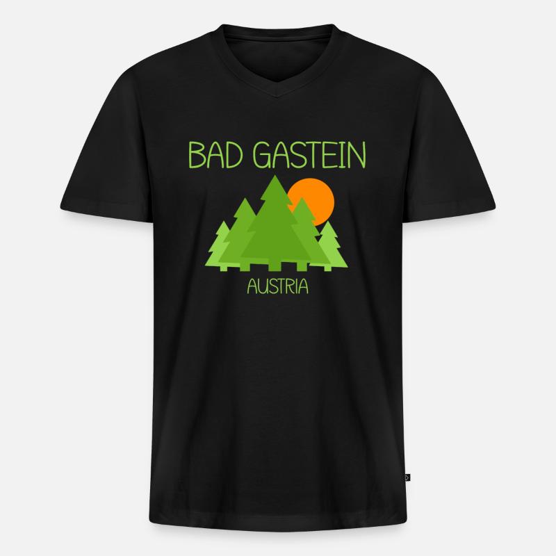 Bad Gastein - Männer Premium Bio T-Shirt mit V-Ausschnitt - Schwarz