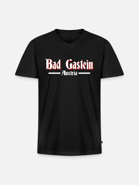 Bad Gastein - Männer Premium Bio T-Shirt mit V-Ausschnitt - Schwarz
