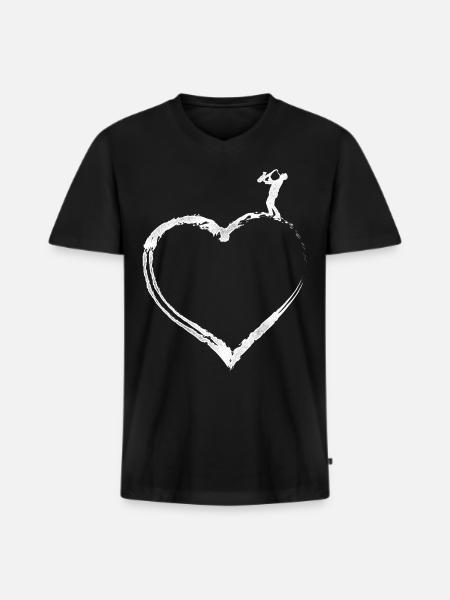 Saxophone Cœur - T-shirt encolure en V Premium bio Homme - noir