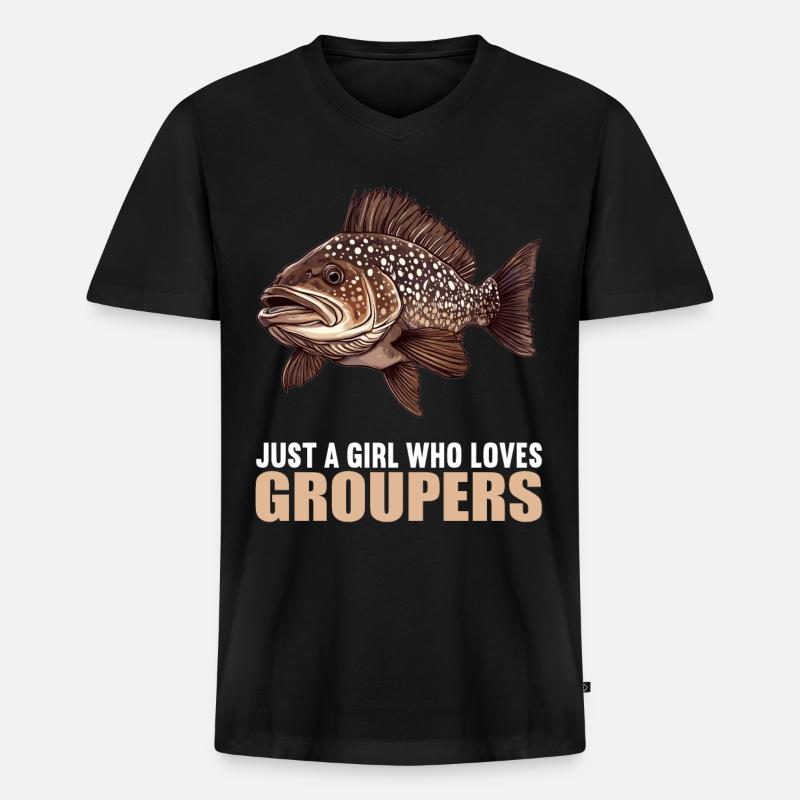 Zackenbarsche Zackenbarsch - Männer Premium Bio T-Shirt mit V-Ausschnitt - Schwarz
