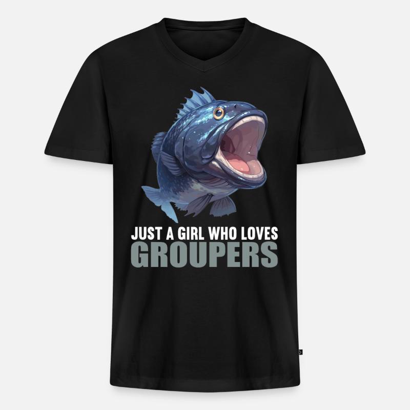 Zackenbarsche Zackenbarsch - Männer Premium Bio T-Shirt mit V-Ausschnitt - Schwarz
