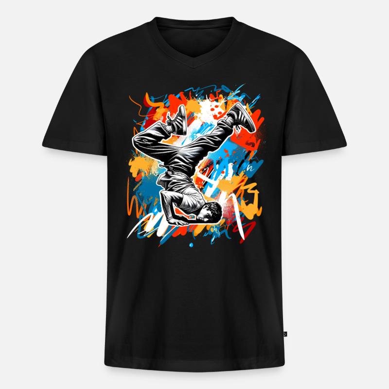 Breakdance - Männer Premium Bio T-Shirt mit V-Ausschnitt - Schwarz