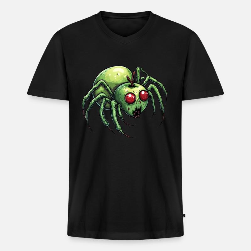 Apfelspinne Apfel Spinne - Männer Premium Bio T-Shirt mit V-Ausschnitt - Schwarz