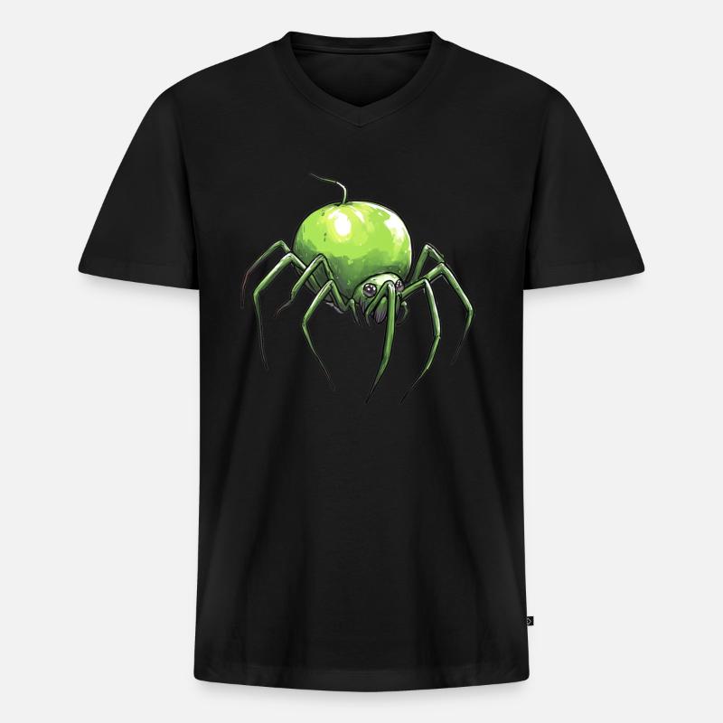 Apfelspinne Apfel Spinne - Männer Premium Bio T-Shirt mit V-Ausschnitt - Schwarz