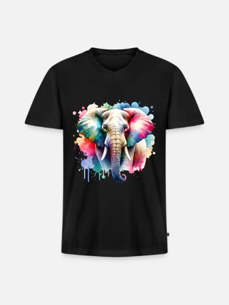 Éléphant - T-shirt encolure en V Premium bio Homme - noir