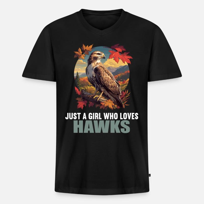 Falken Falke - Männer Premium Bio T-Shirt mit V-Ausschnitt - Schwarz