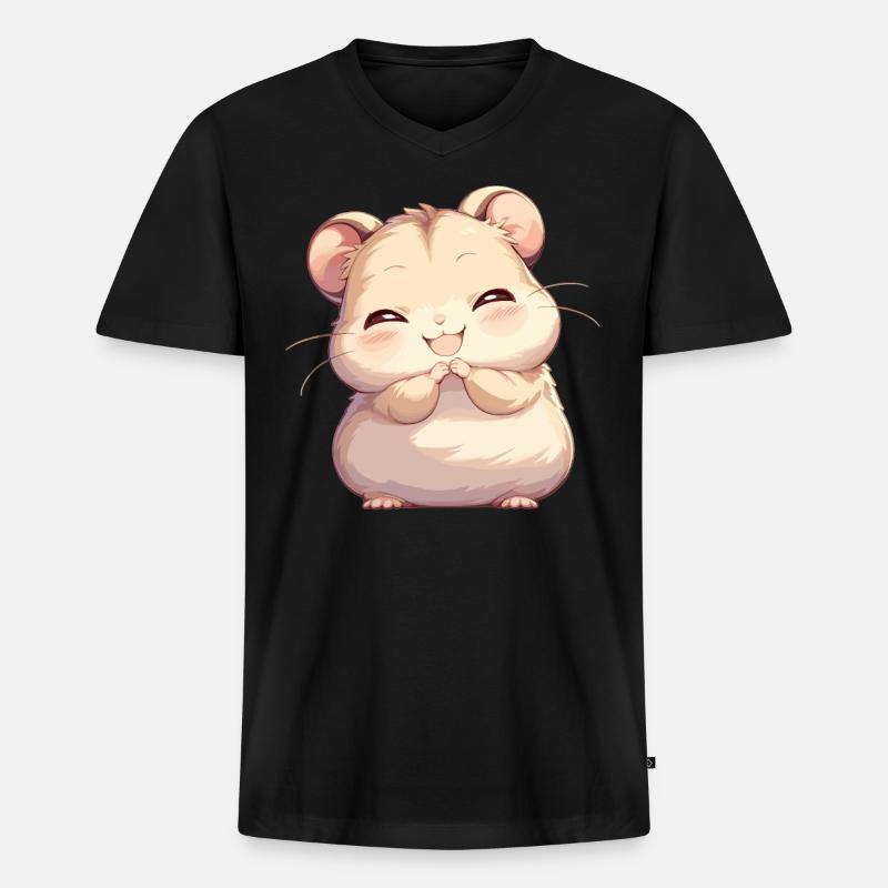 Hamster - Männer Premium Bio T-Shirt mit V-Ausschnitt - Schwarz