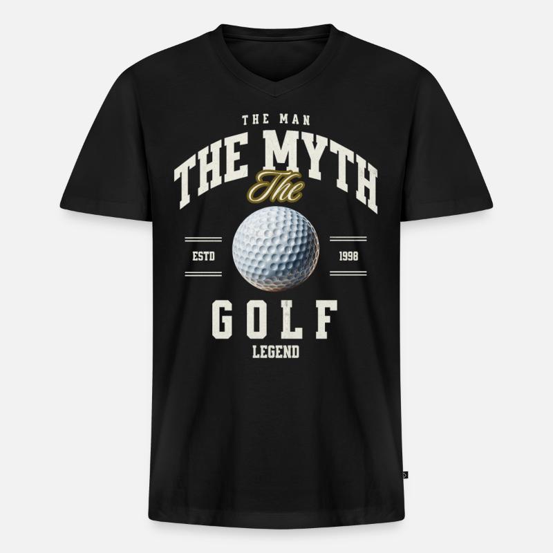 Golf - Männer Premium Bio T-Shirt mit V-Ausschnitt - Schwarz