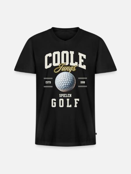 Golf - Männer Premium Bio T-Shirt mit V-Ausschnitt - Schwarz