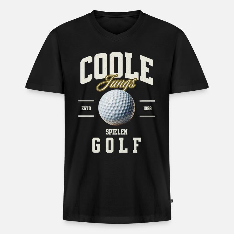 Golf - Männer Premium Bio T-Shirt mit V-Ausschnitt - Schwarz