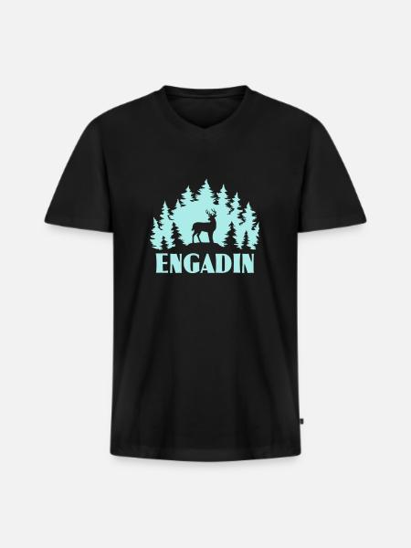 Engadin - Männer Premium Bio T-Shirt mit V-Ausschnitt - Schwarz