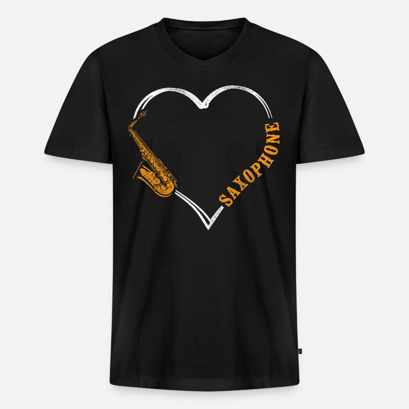 Saxophone Saxophone - Männer Premium Bio T-Shirt mit V-Ausschnitt - Schwarz