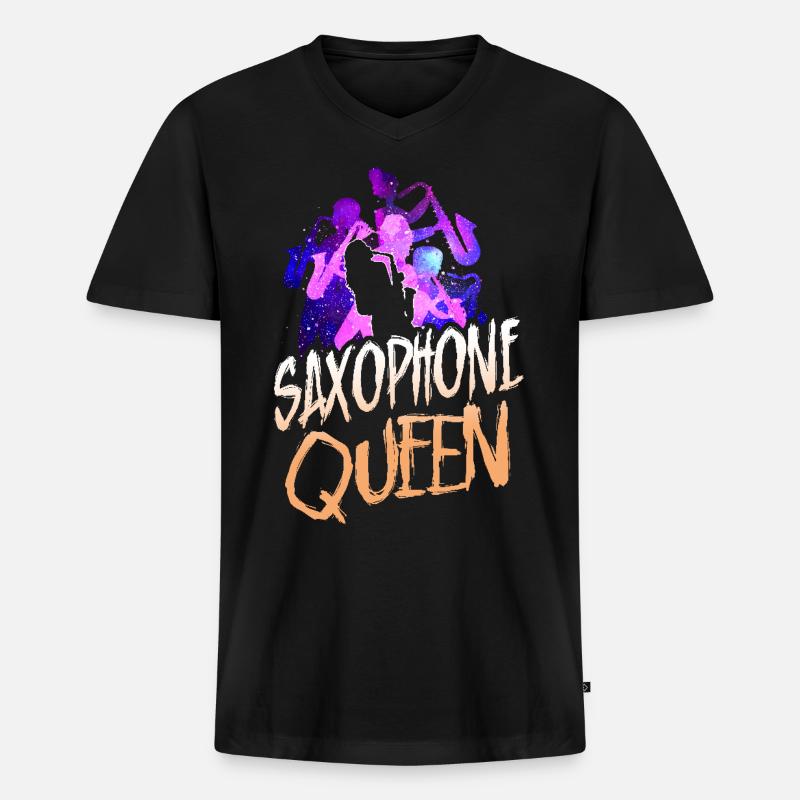 Saxophone Saxophone Queen - Männer Premium Bio T-Shirt mit V-Ausschnitt - Schwarz