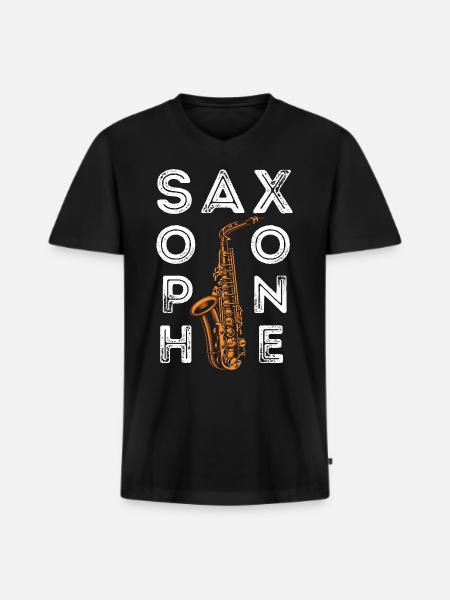 Saxophone Saxophone - Männer Premium Bio T-Shirt mit V-Ausschnitt - Schwarz
