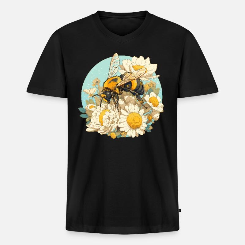 Bienen Biene - Männer Premium Bio T-Shirt mit V-Ausschnitt - Schwarz