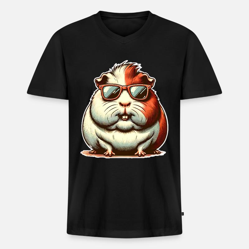 Meerschweinchen - Männer Premium Bio T-Shirt mit V-Ausschnitt - Schwarz