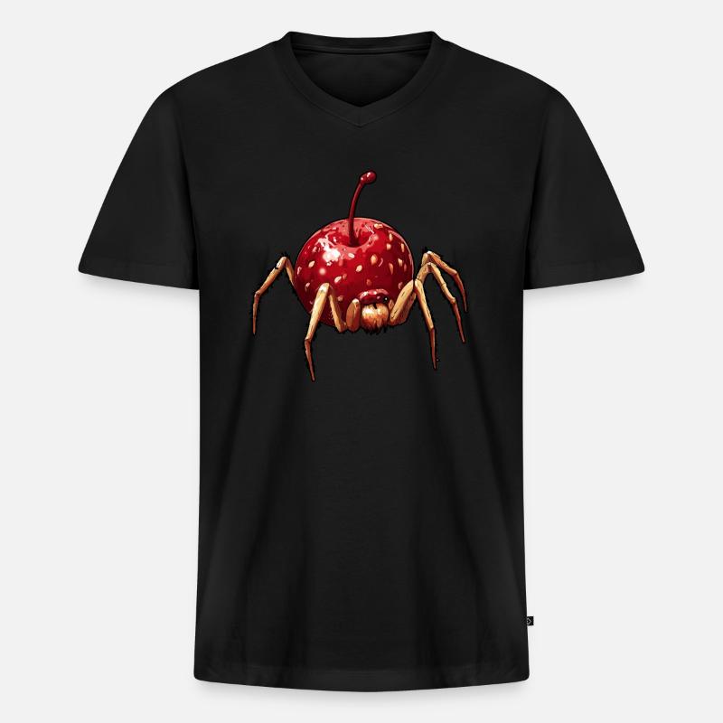 Kirschspinne Kirsche Spinne - Männer Premium Bio T-Shirt mit V-Ausschnitt - Schwarz