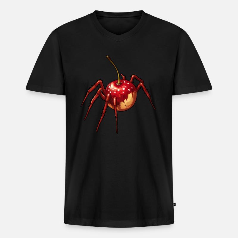 Kirschspinne Kirsche Spinne - Männer Premium Bio T-Shirt mit V-Ausschnitt - Schwarz
