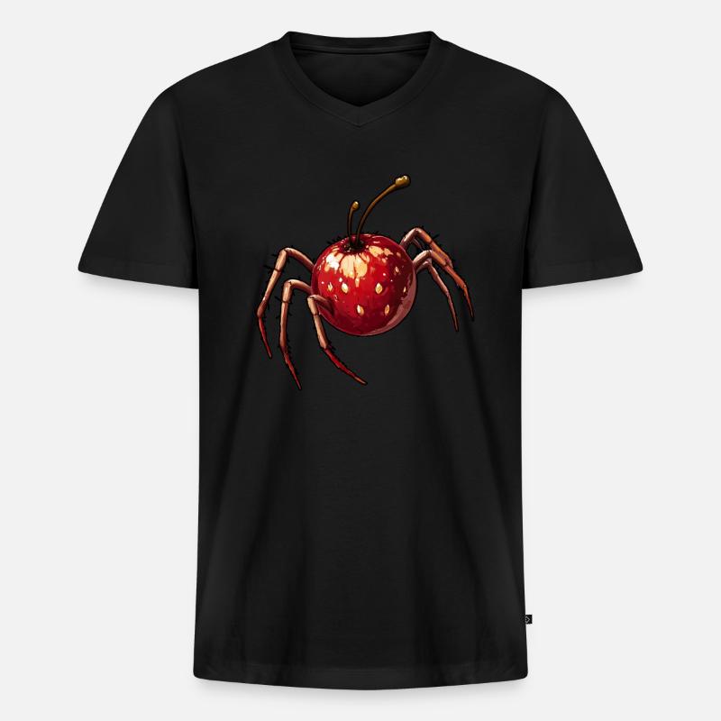 Kirschspinne Kirsche Spinne - Männer Premium Bio T-Shirt mit V-Ausschnitt - Schwarz