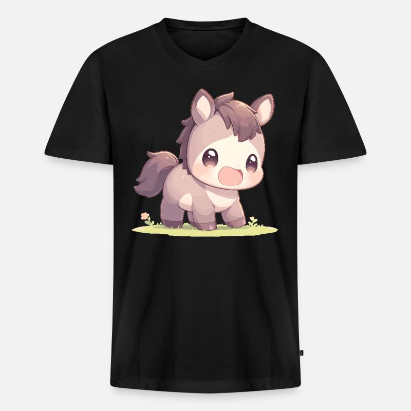 Pferde Pferd - Männer Premium Bio T-Shirt mit V-Ausschnitt - Schwarz