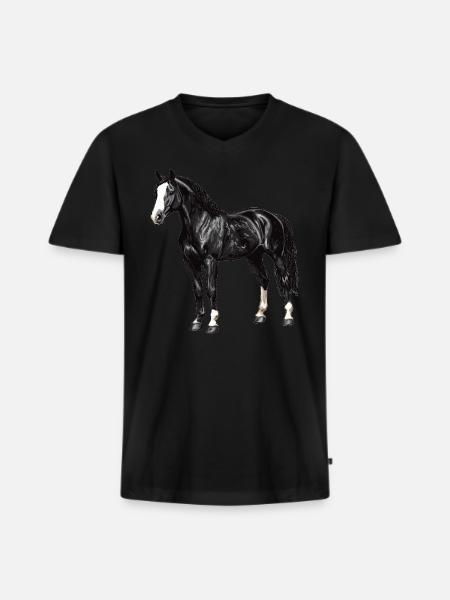 Pferde Pferd - Männer Premium Bio T-Shirt mit V-Ausschnitt - Schwarz