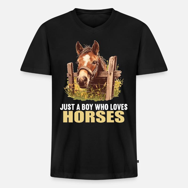 Pferde Pferd - Männer Premium Bio T-Shirt mit V-Ausschnitt - Schwarz