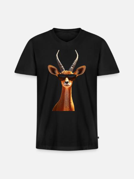 Antelope, Kudu, Gazelle, Africa, Serengeti, Antelope - Men's Premium Organic T-shirt with V-neck - black