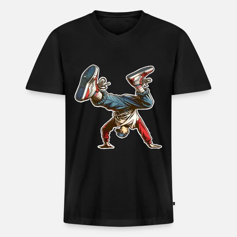 Breakdance - Männer Premium Bio T-Shirt mit V-Ausschnitt - Schwarz