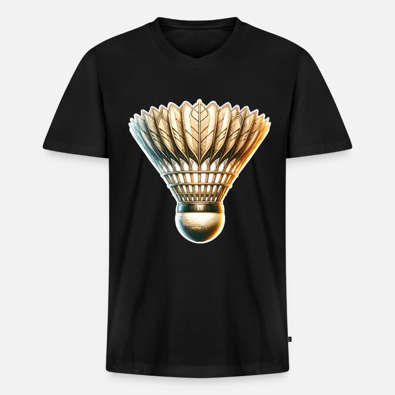 Badminton - Männer Premium Bio T-Shirt mit V-Ausschnitt - Schwarz