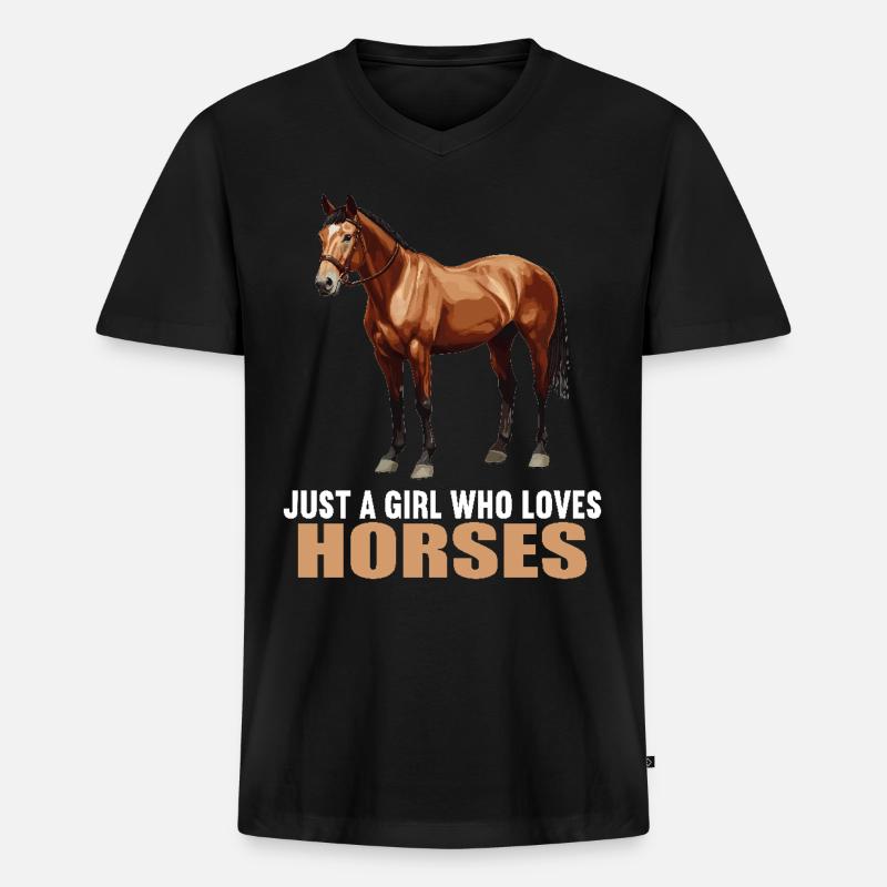 Pferde Pferd - Männer Premium Bio T-Shirt mit V-Ausschnitt - Schwarz