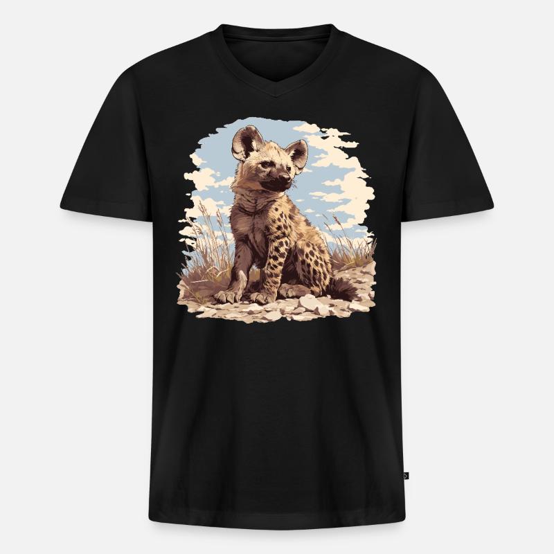 Hyänen Hyäne - Männer Premium Bio T-Shirt mit V-Ausschnitt - Schwarz