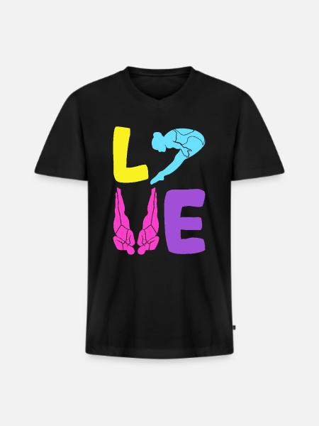 Wassersport Sprungbrett Taucher - Männer Premium Bio T-Shirt mit V-Ausschnitt - Schwarz