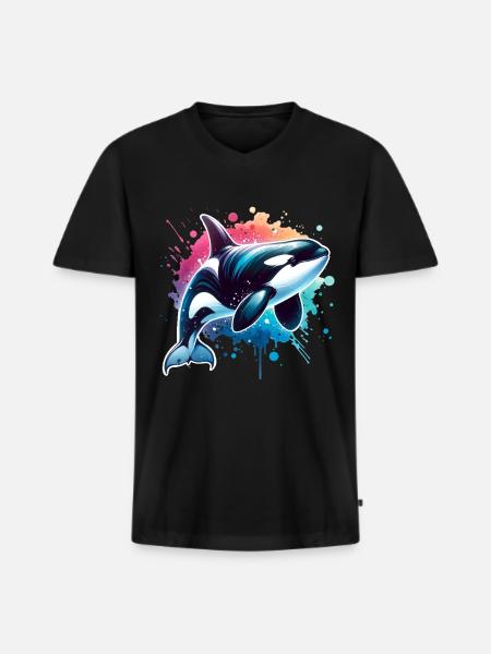 Orca Killer Whale - Men's Premium Organic T-shirt with V-neck - black