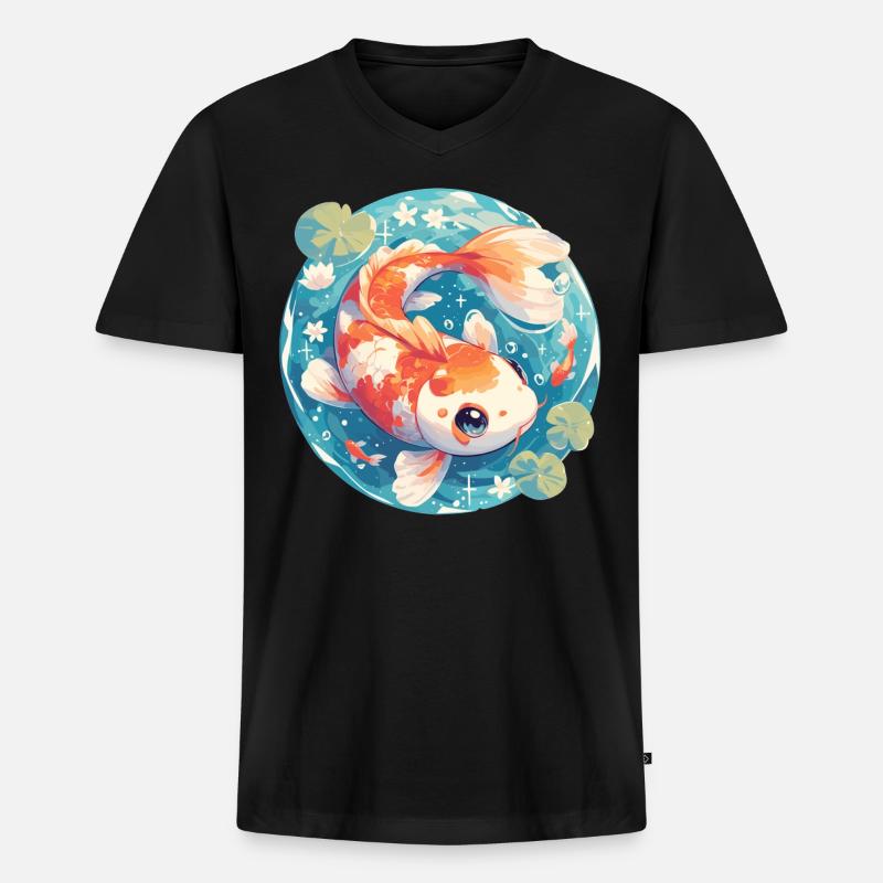 Kois Koi Karpfen - Männer Premium Bio T-Shirt mit V-Ausschnitt - Schwarz