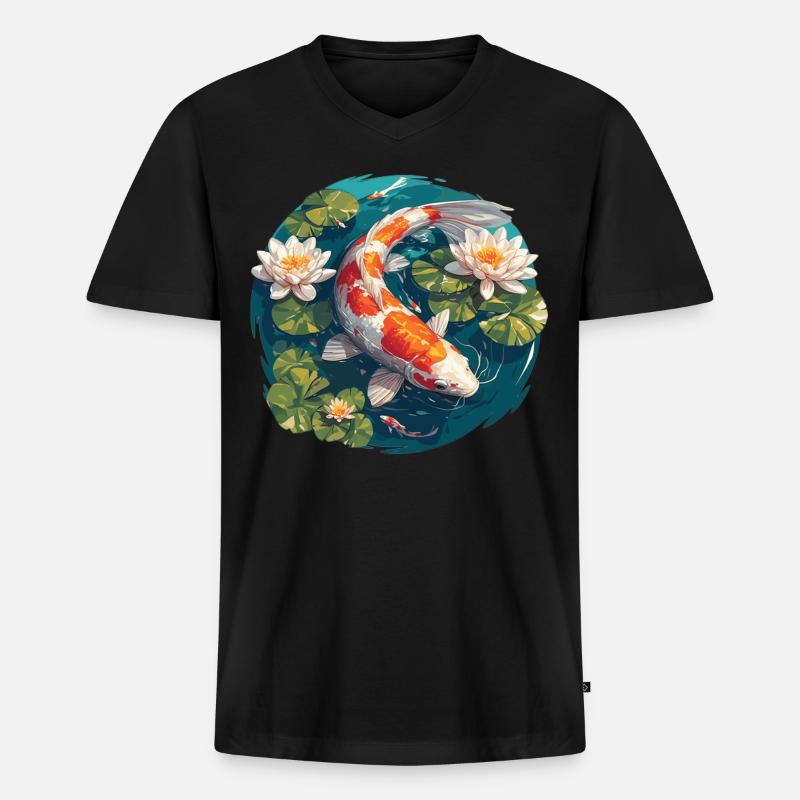 Kois Koi Karpfen - Männer Premium Bio T-Shirt mit V-Ausschnitt - Schwarz