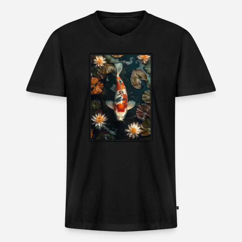 Kois Koi Karpfen - Männer Premium Bio T-Shirt mit V-Ausschnitt - Schwarz