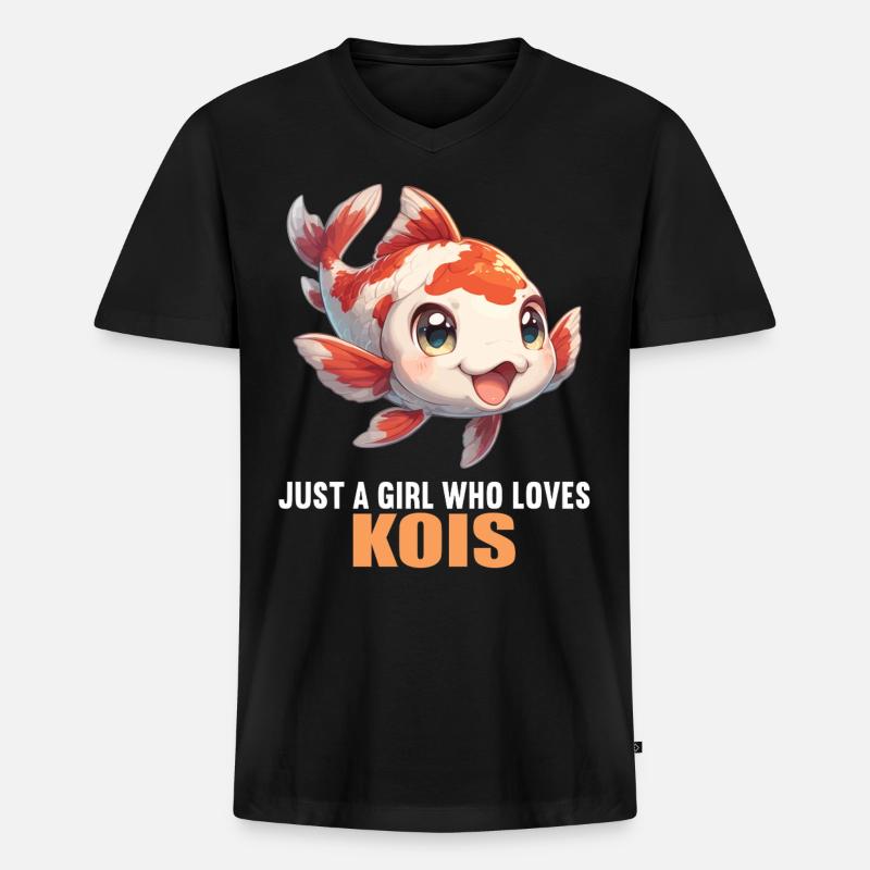 Kois Koi Karpfen - Männer Premium Bio T-Shirt mit V-Ausschnitt - Schwarz