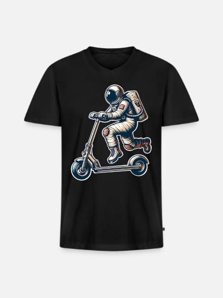 E-Scooter E-Roller Tretroller Astronaut - Männer Premium Bio T-Shirt mit V-Ausschnitt - Schwarz