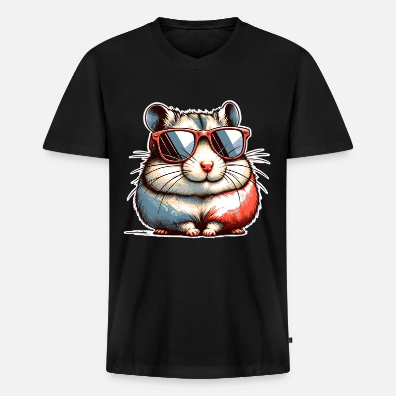 Hamster - Männer Premium Bio T-Shirt mit V-Ausschnitt - Schwarz