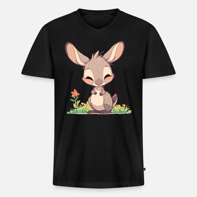 Kängurus Känguru - Männer Premium Bio T-Shirt mit V-Ausschnitt - Schwarz