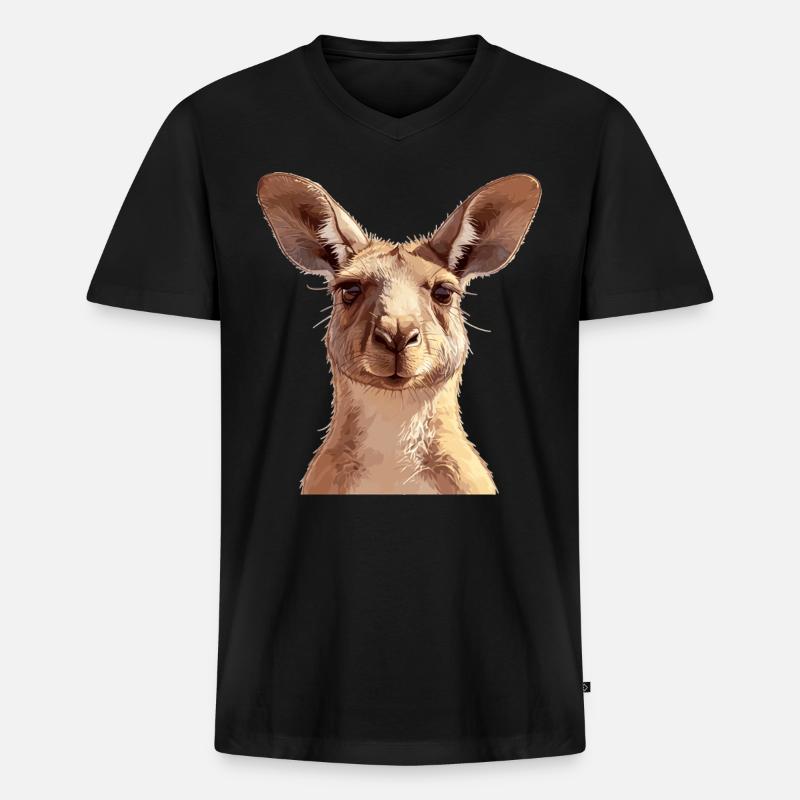 Kängurus Känguru - Männer Premium Bio T-Shirt mit V-Ausschnitt - Schwarz