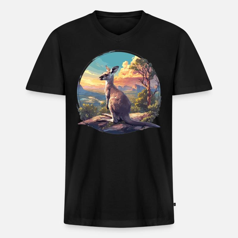 Kängurus Känguru - Männer Premium Bio T-Shirt mit V-Ausschnitt - Schwarz