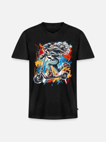 Tretroller E-Scooter E-Roller - Männer Premium Bio T-Shirt mit V-Ausschnitt - Schwarz