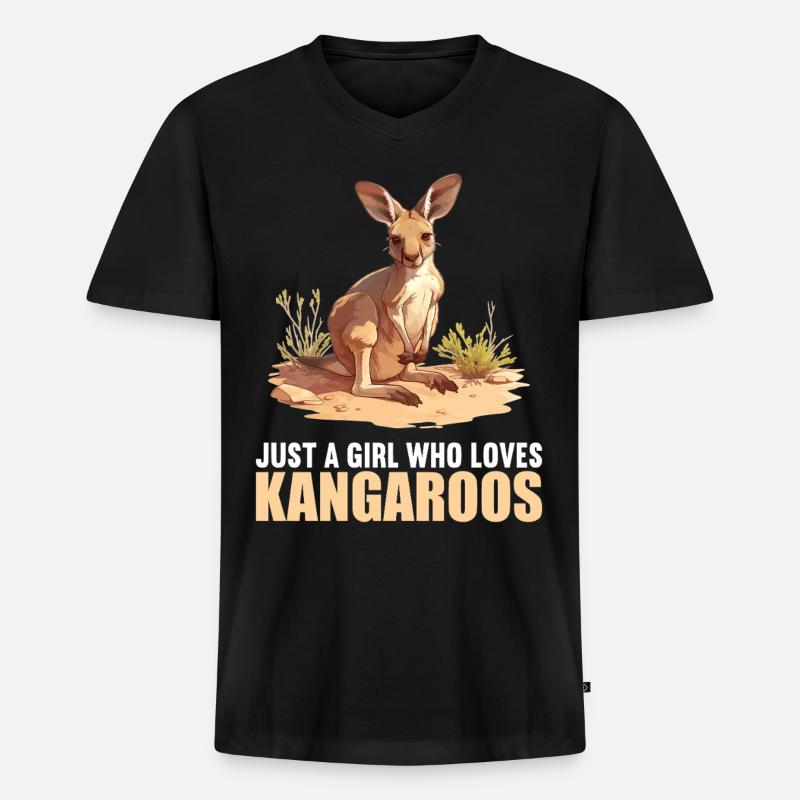 Kängurus Känguru - Männer Premium Bio T-Shirt mit V-Ausschnitt - Schwarz