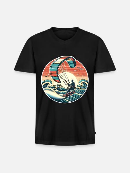 Kitesurf Kitesurfer Kiteboard - T-shirt encolure en V Premium bio Homme - noir
