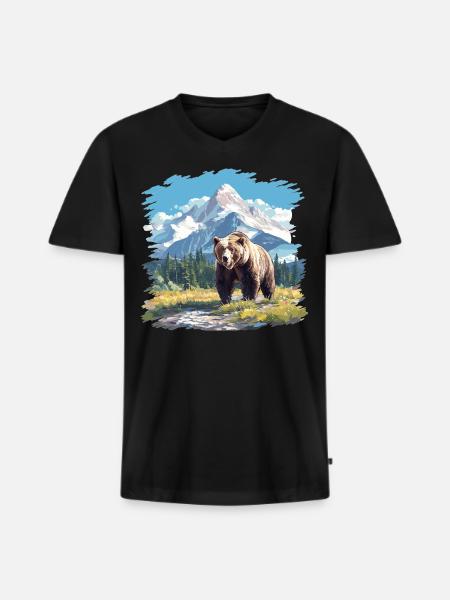 Kodiak Bear Kodiak Bear - Men's Premium Organic T-shirt with V-neck - black