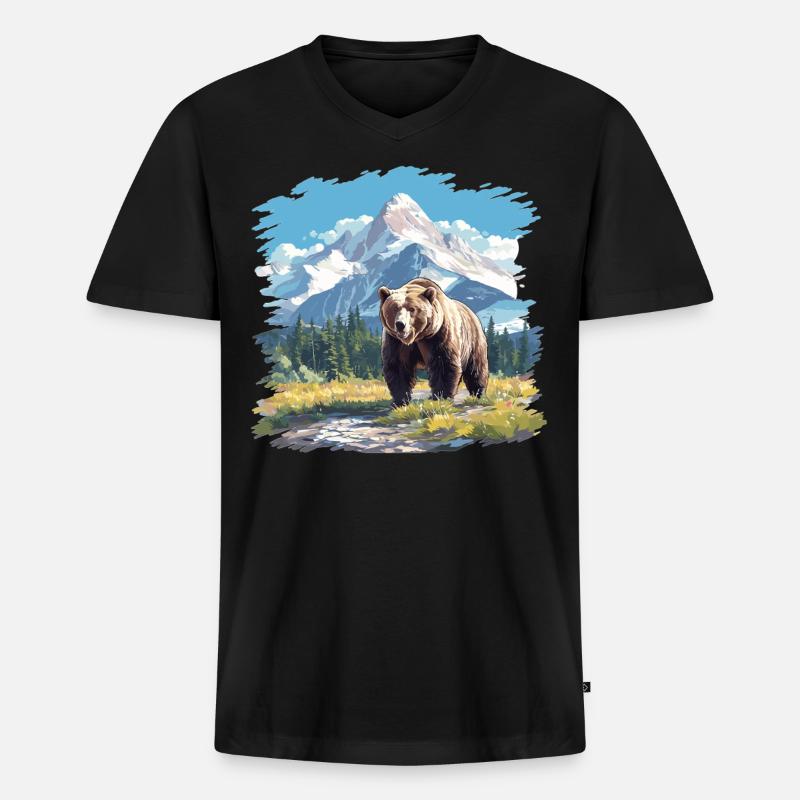 Kodiakbären Kodiakbär - Männer Premium Bio T-Shirt mit V-Ausschnitt - Schwarz